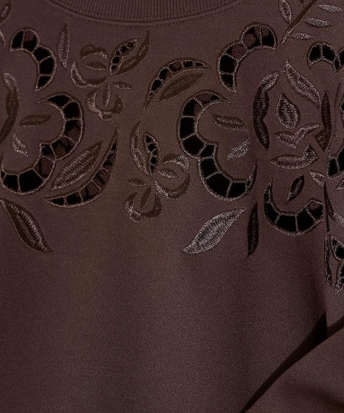 花卉剪裁刺繡衛衣套頭衫