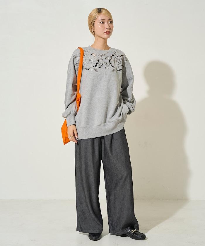 花卉剪裁刺繡衛衣套頭衫