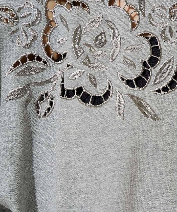 花卉剪裁刺繡衛衣套頭衫