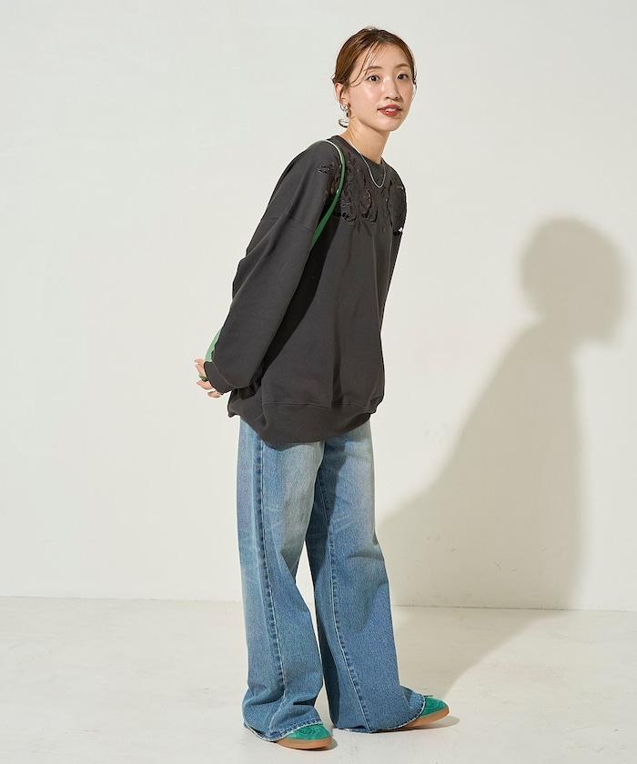 花卉剪裁刺繡衛衣套頭衫