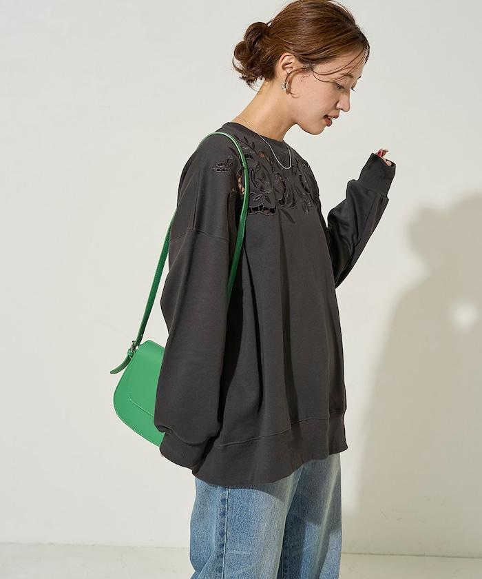 花卉剪裁刺繡衛衣套頭衫