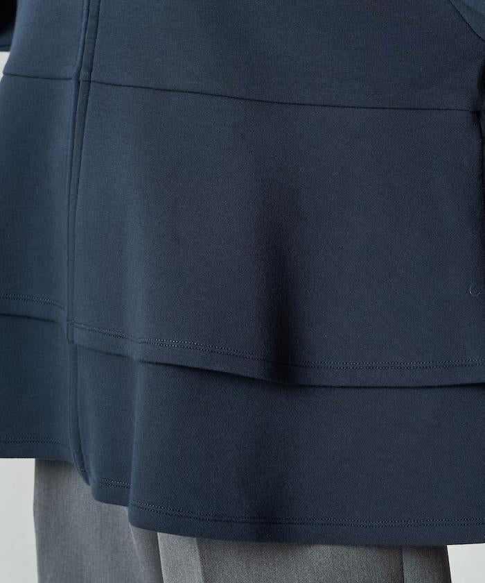 拼接喇叭袖拉鍊開衫