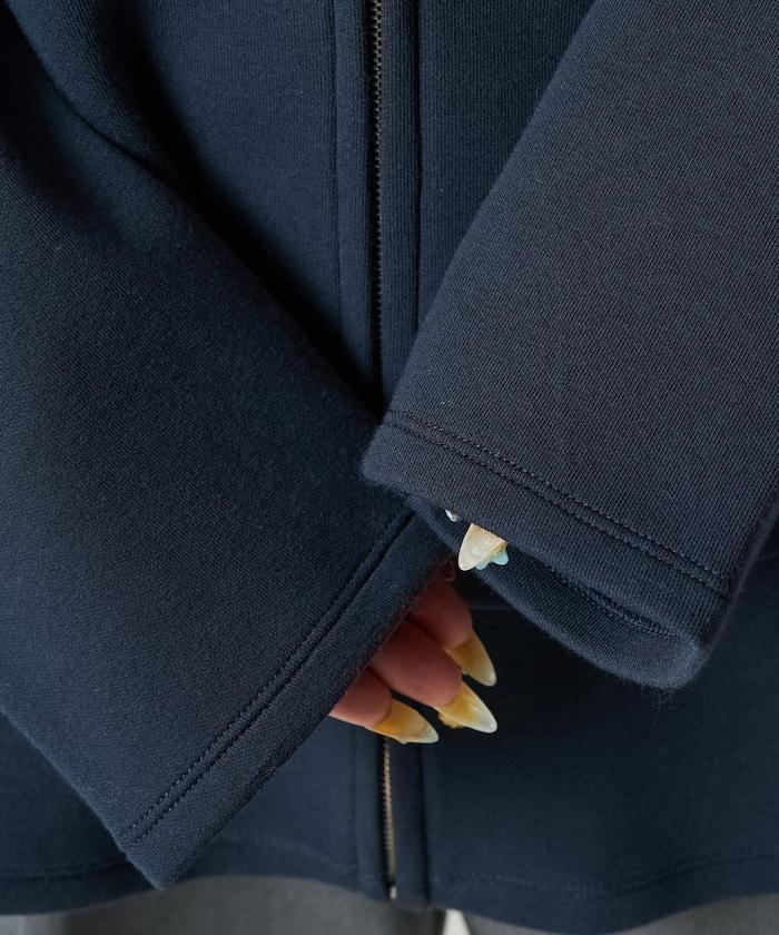 拼接喇叭袖拉鍊開衫