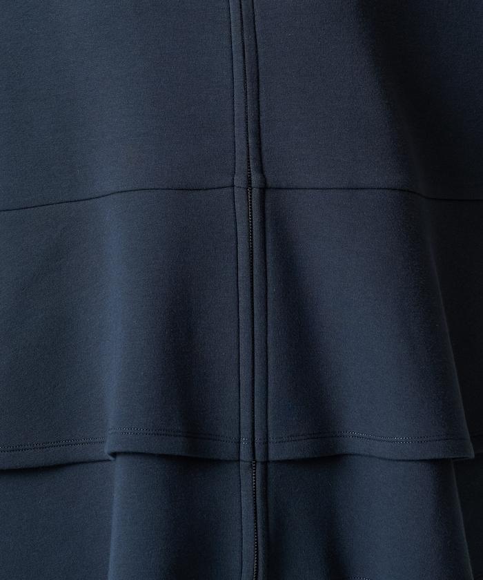 拼接喇叭袖拉鍊開衫