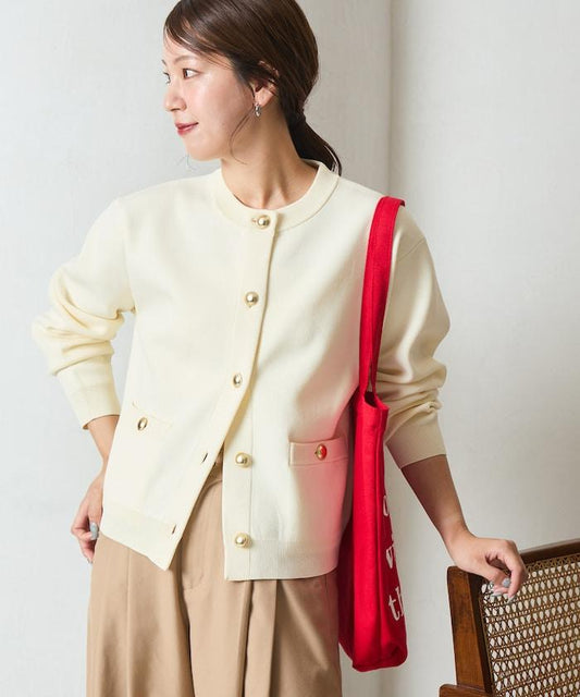 金色紐釦針織開衫