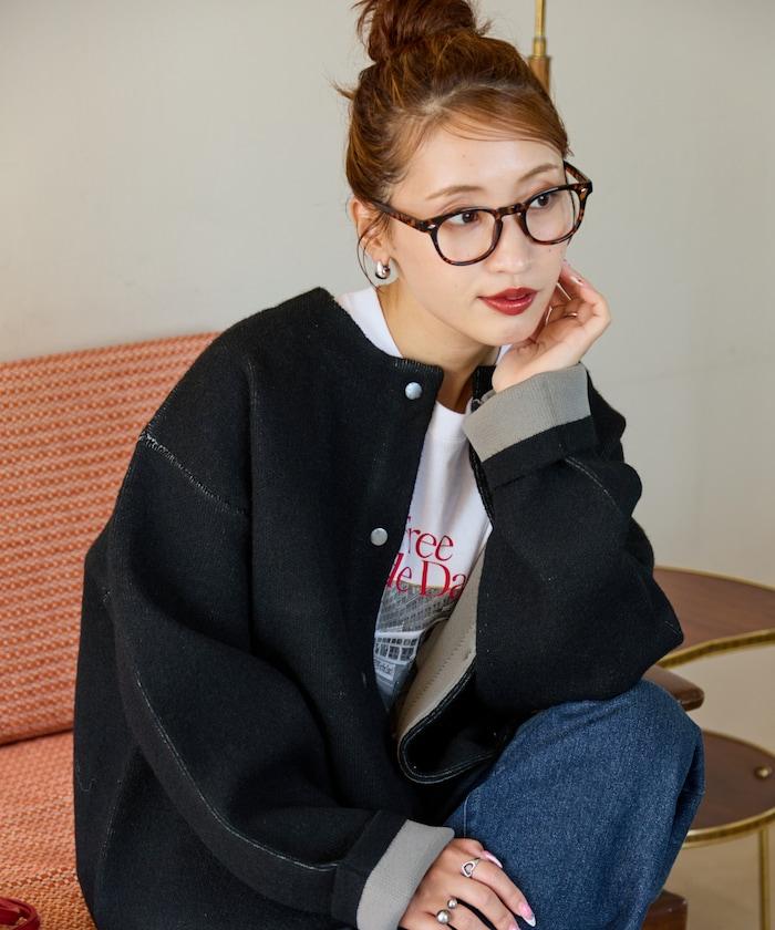 內裡配色按扣針織開衫