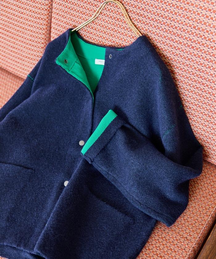 內裡配色按扣針織開衫