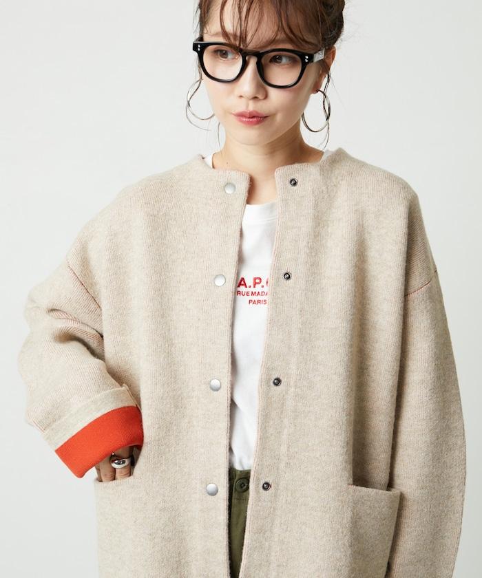 內裡配色按扣針織開衫