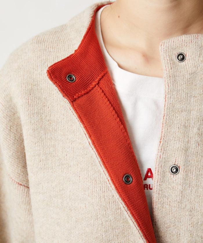 內裡配色按扣針織開衫