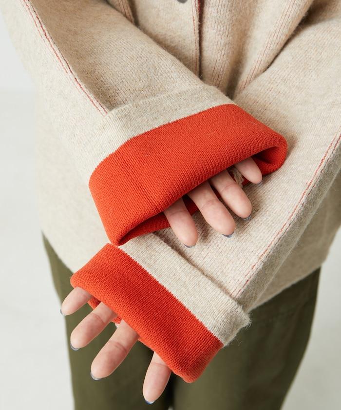 內裡配色按扣針織開衫