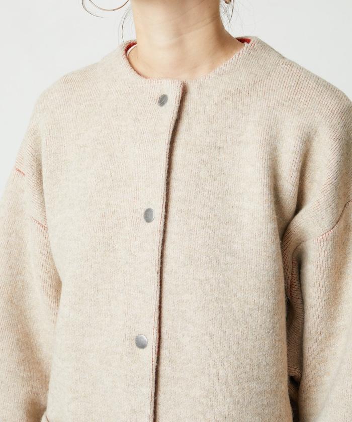 內裡配色按扣針織開衫
