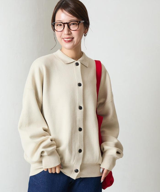 衛衣風格翻領紐扣開衫