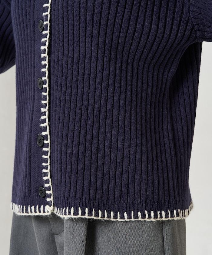 毛毯縫線針織短款開衫