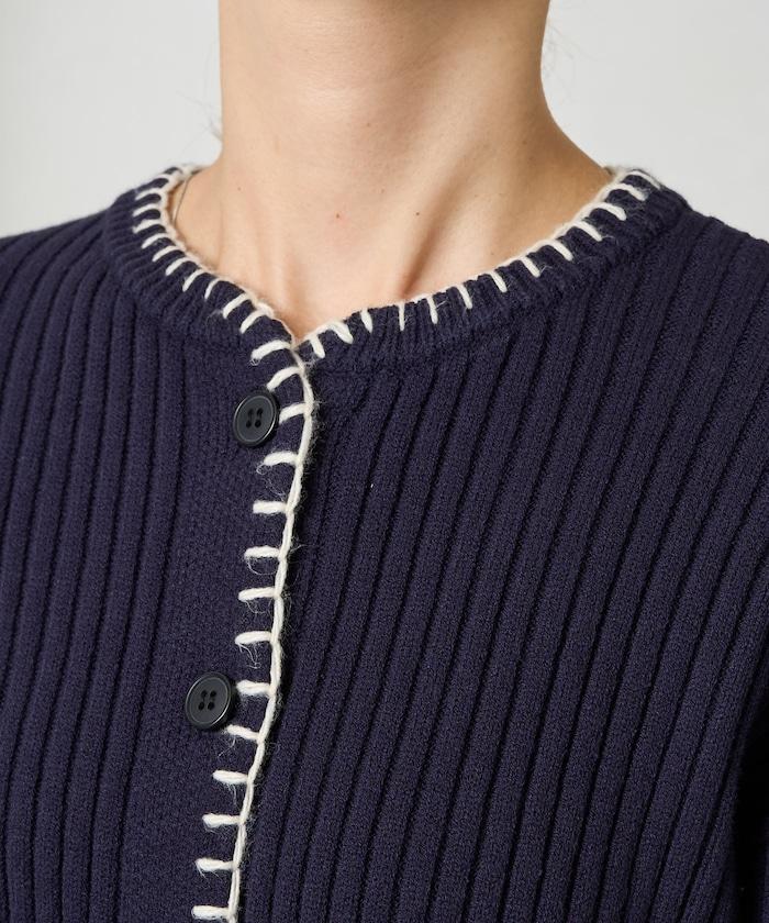 毛毯縫線針織短款開衫