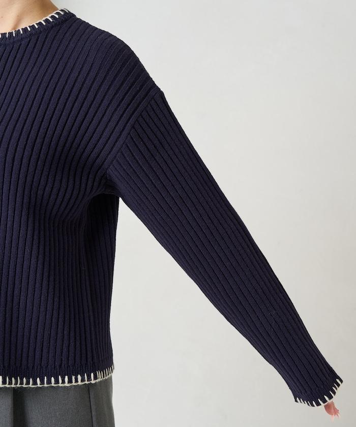 毛毯縫線針織短款開衫