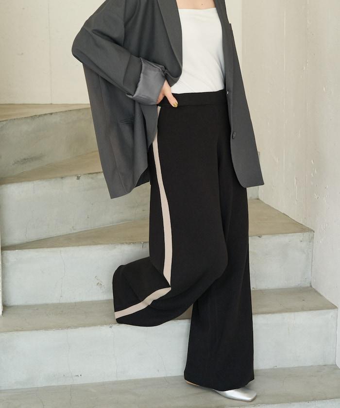 針織條紋休閒褲