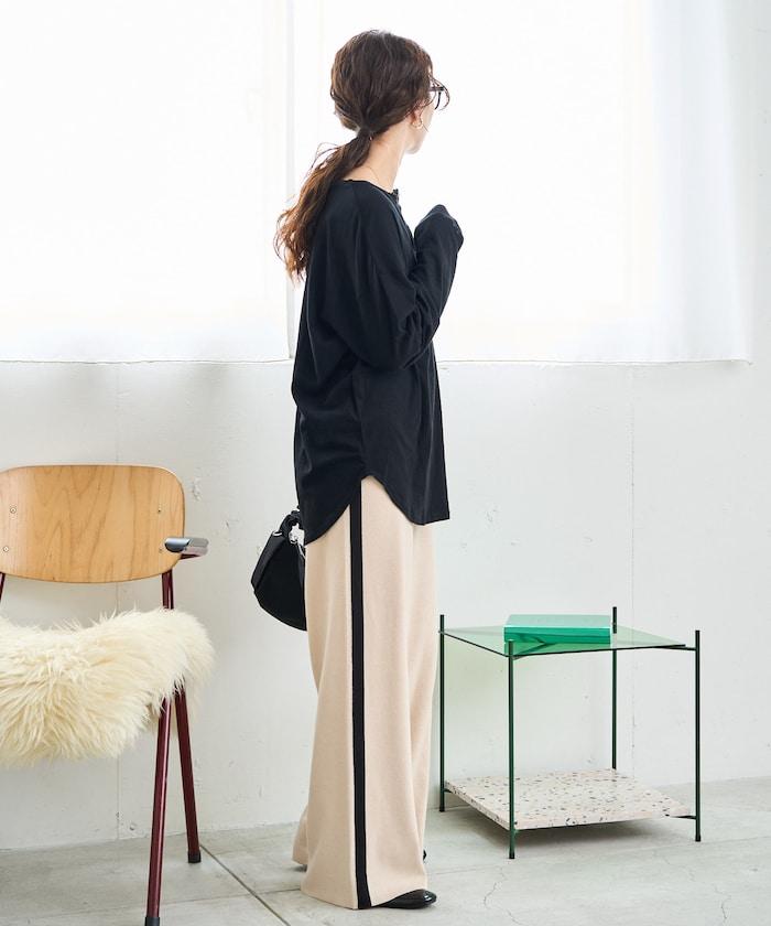 針織條紋休閒褲