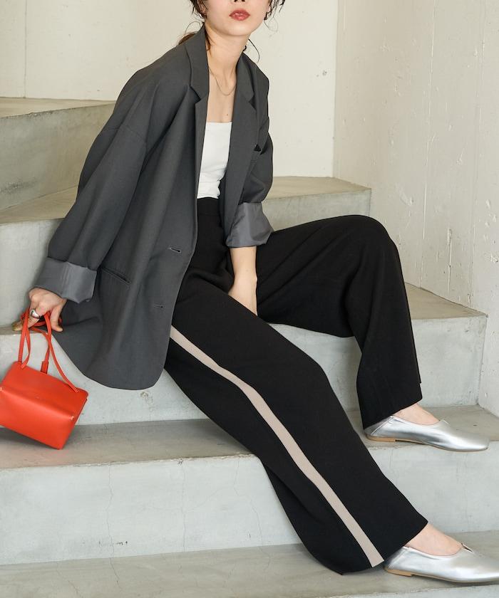 針織條紋休閒褲