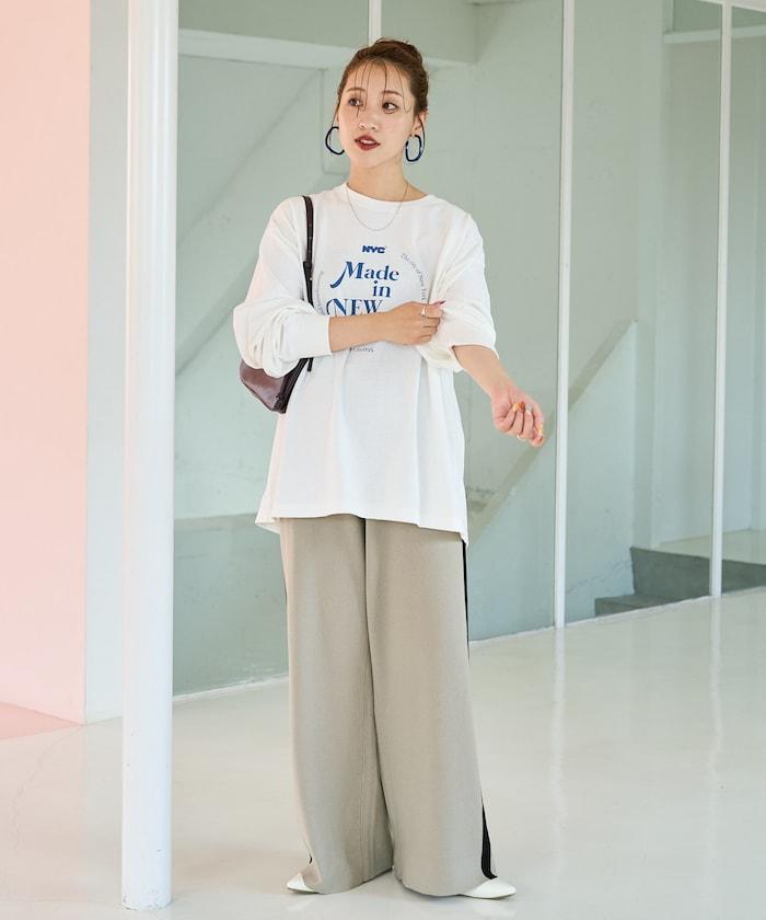 針織條紋休閒褲