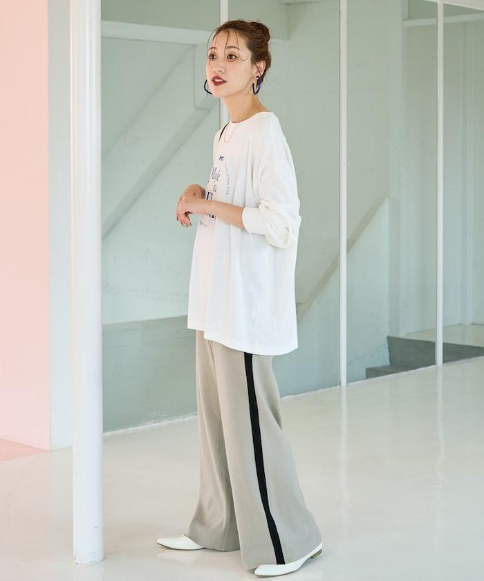 針織條紋休閒褲