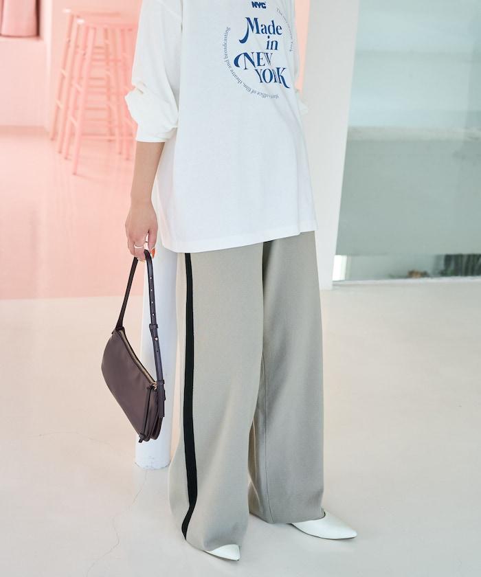 針織條紋休閒褲