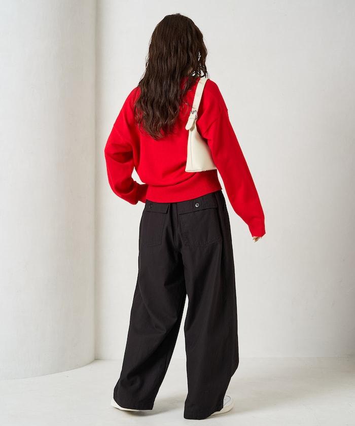 休閒寬鬆後幅斜紋長褲