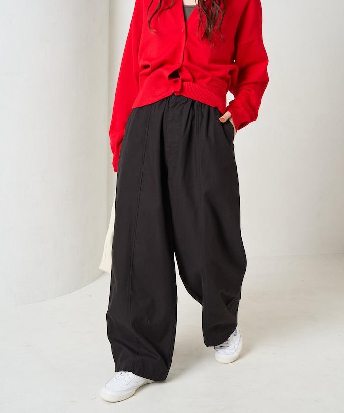 休閒寬鬆後幅斜紋長褲