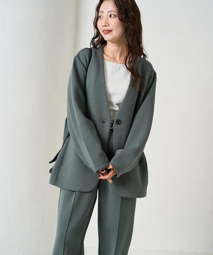 單排扣西裝外套套裝(西裝外套+長褲)