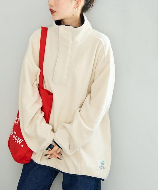 特別配色抓絨半拉鍊套頭衫