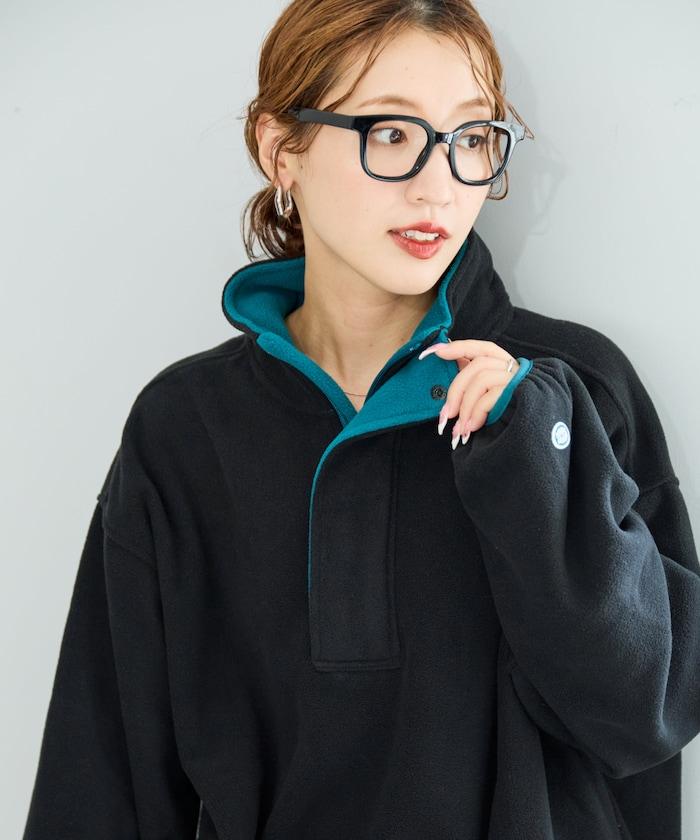 特別配色抓絨半拉鍊套頭衫