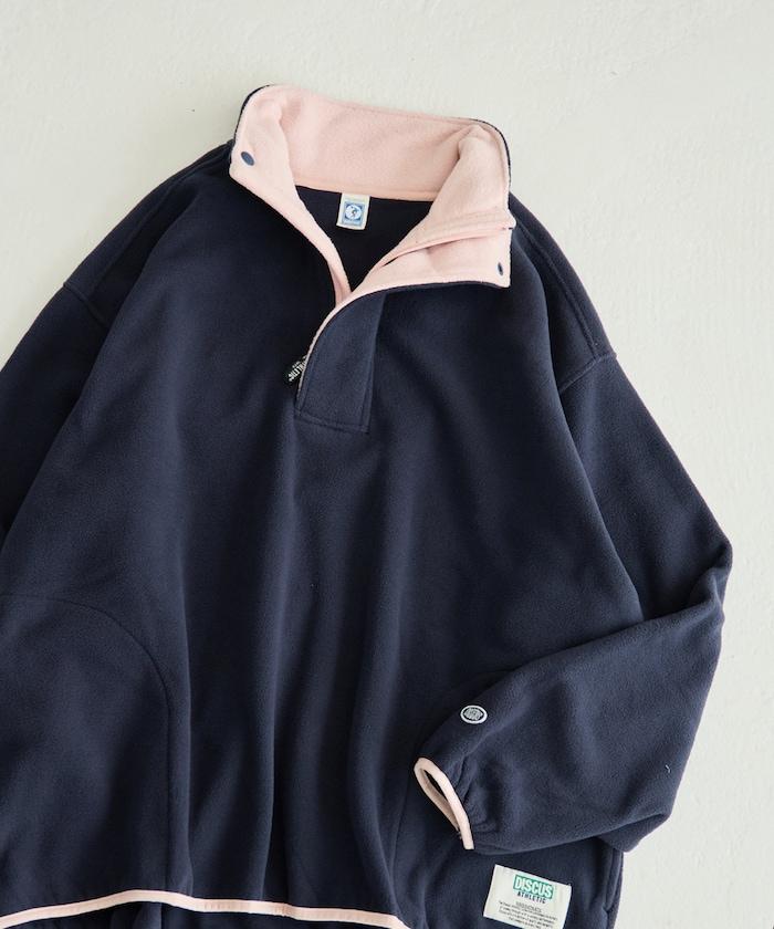 特別配色抓絨半拉鍊套頭衫