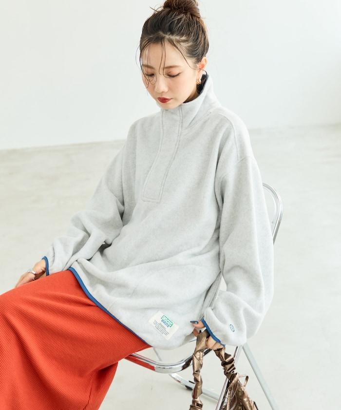 特別配色抓絨半拉鍊套頭衫