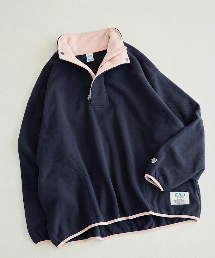 特別配色抓絨半拉鍊套頭衫