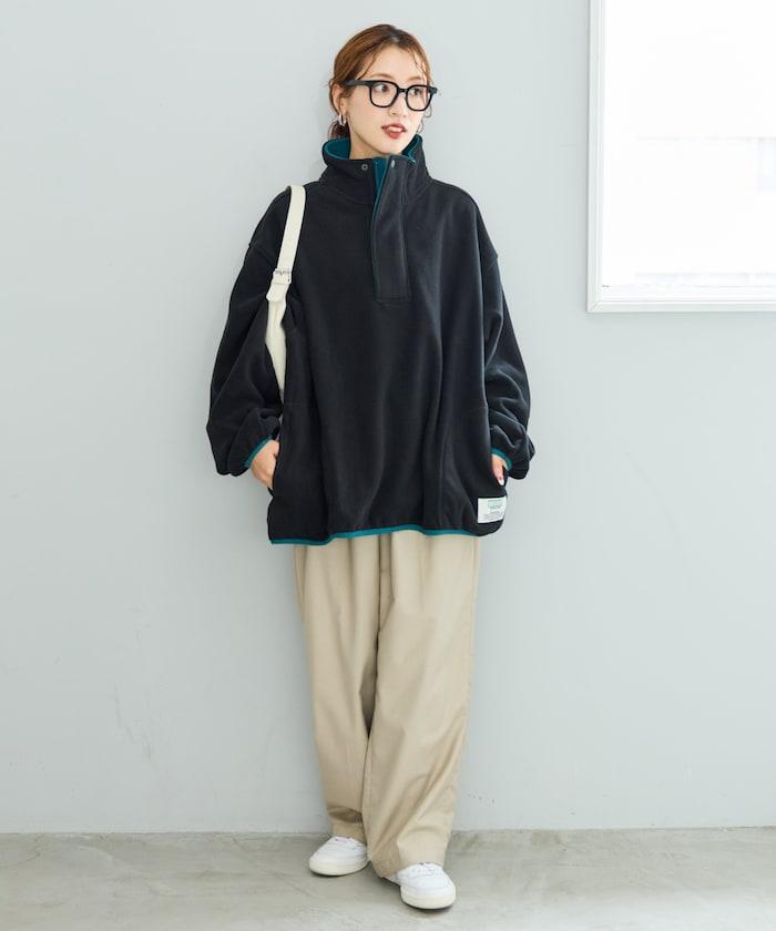特別配色抓絨半拉鍊套頭衫