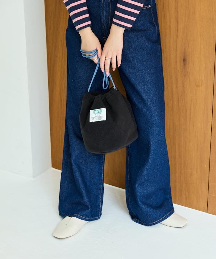 特別款拼色抓絨束口包