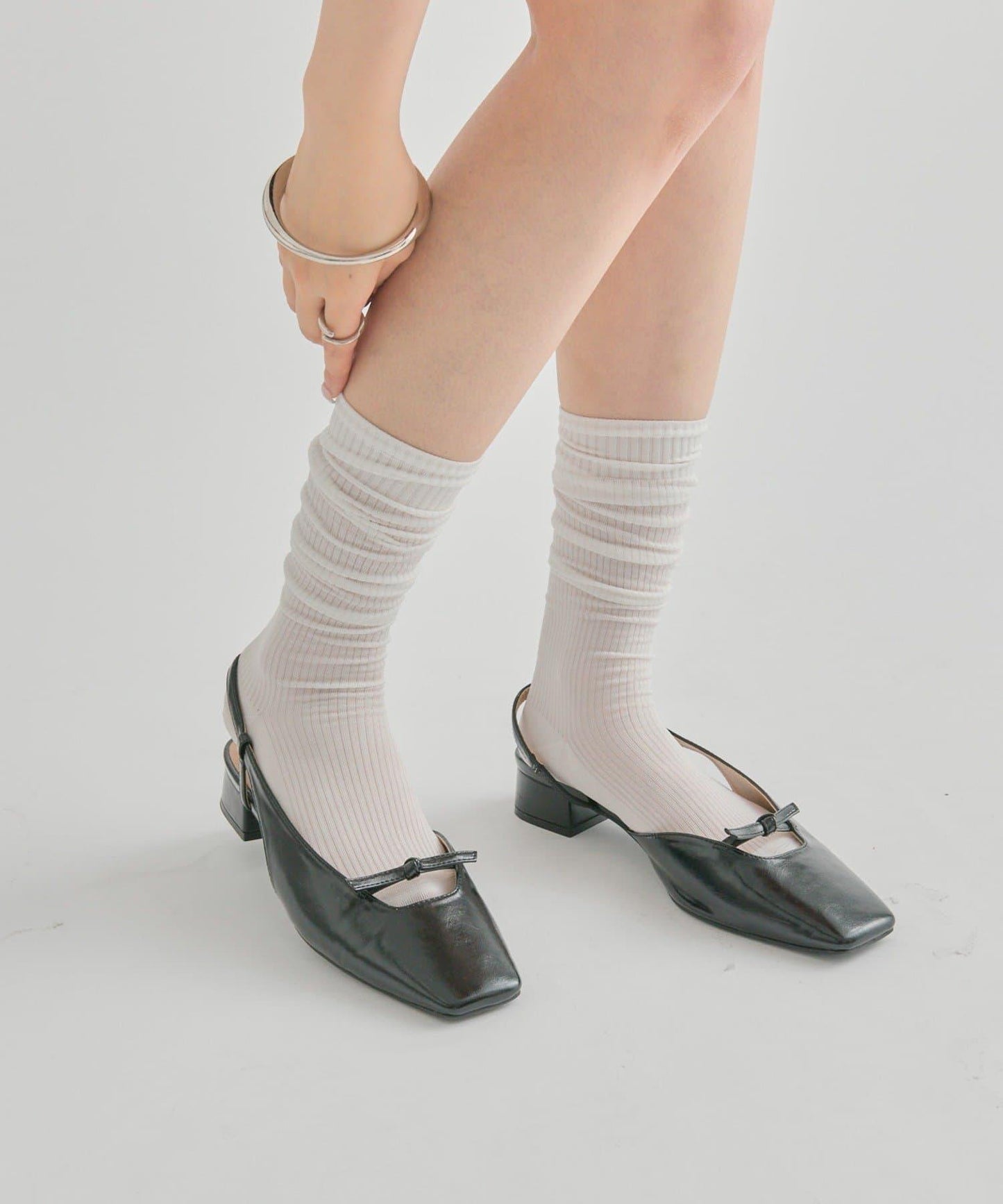 方頭蝴蝶結女式高跟鞋