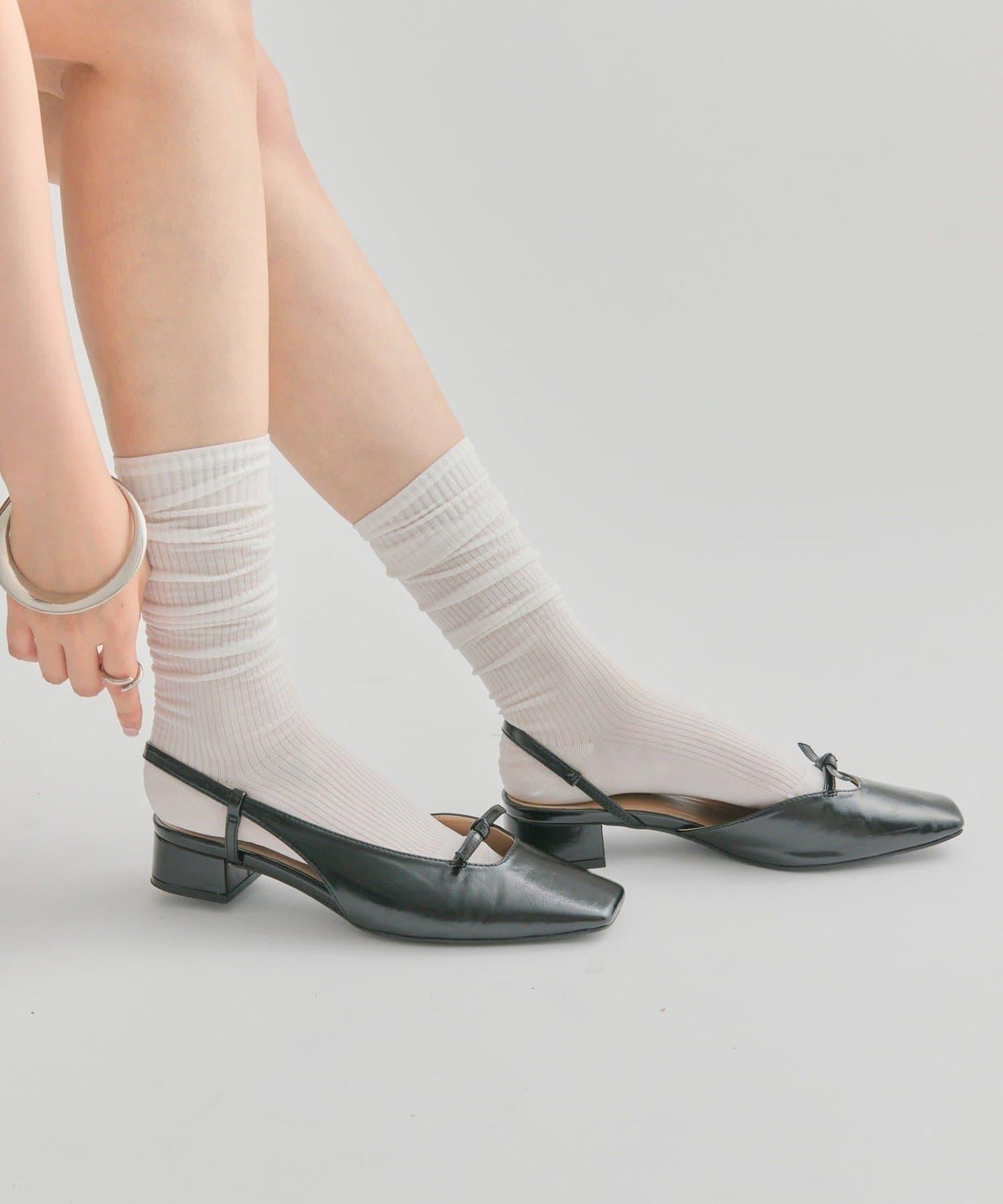 方頭蝴蝶結女式高跟鞋