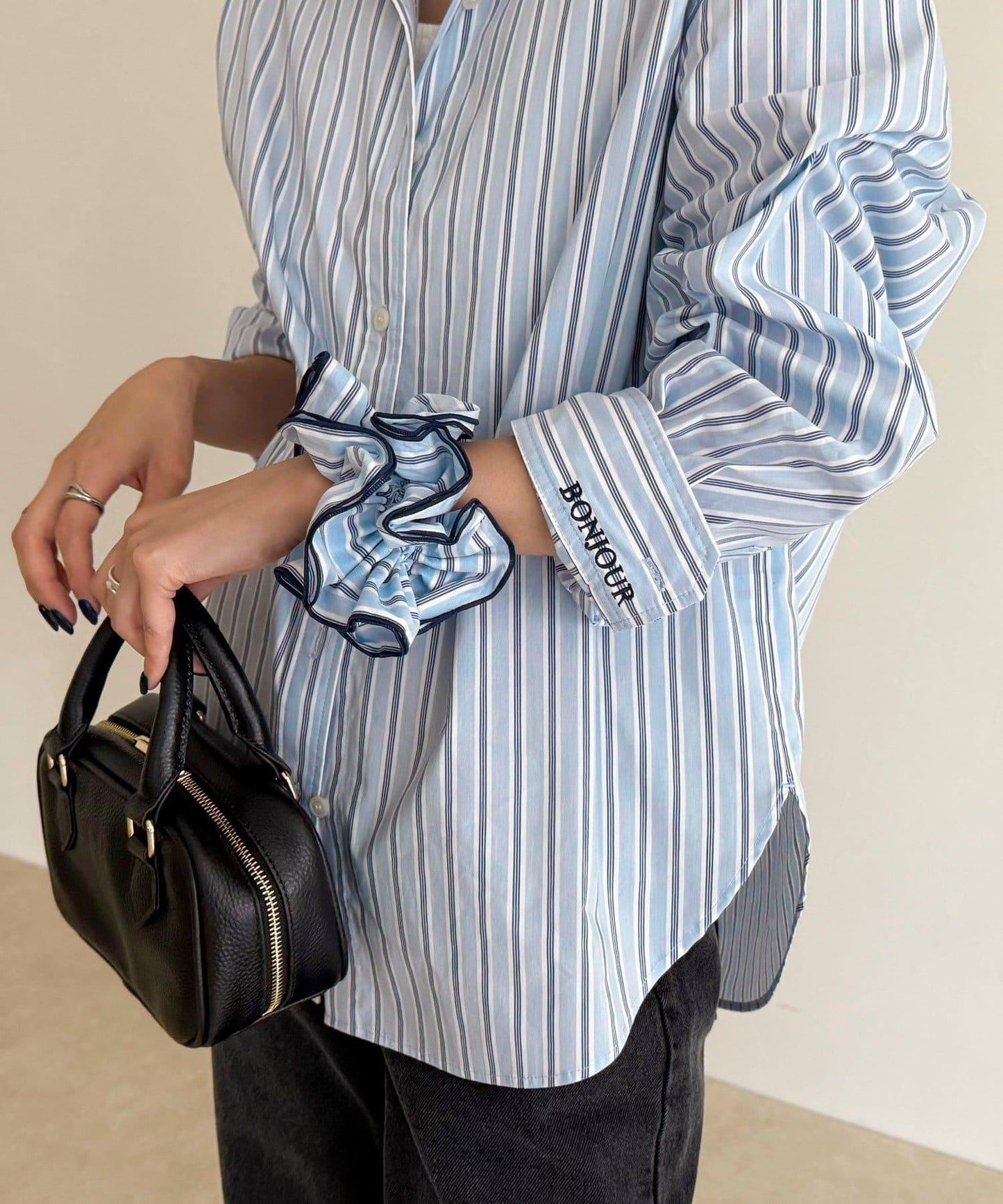 基礎刺繡襯衫 髮圈套裝