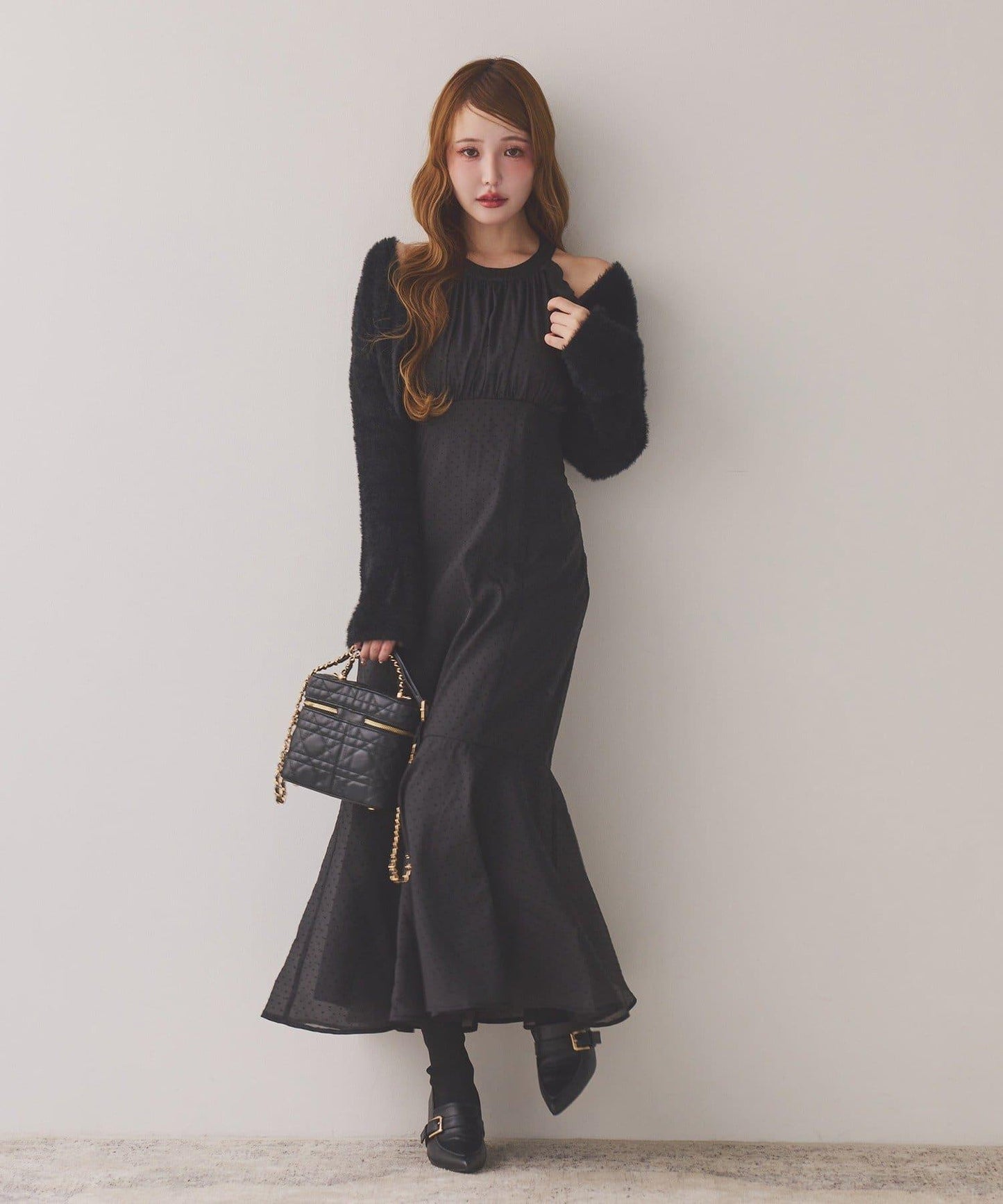 【開衫套裝】美式無袖長連衣裙