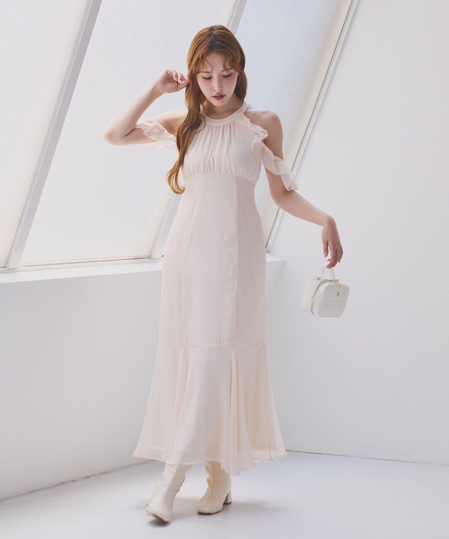 【開衫套裝】美式無袖長連衣裙