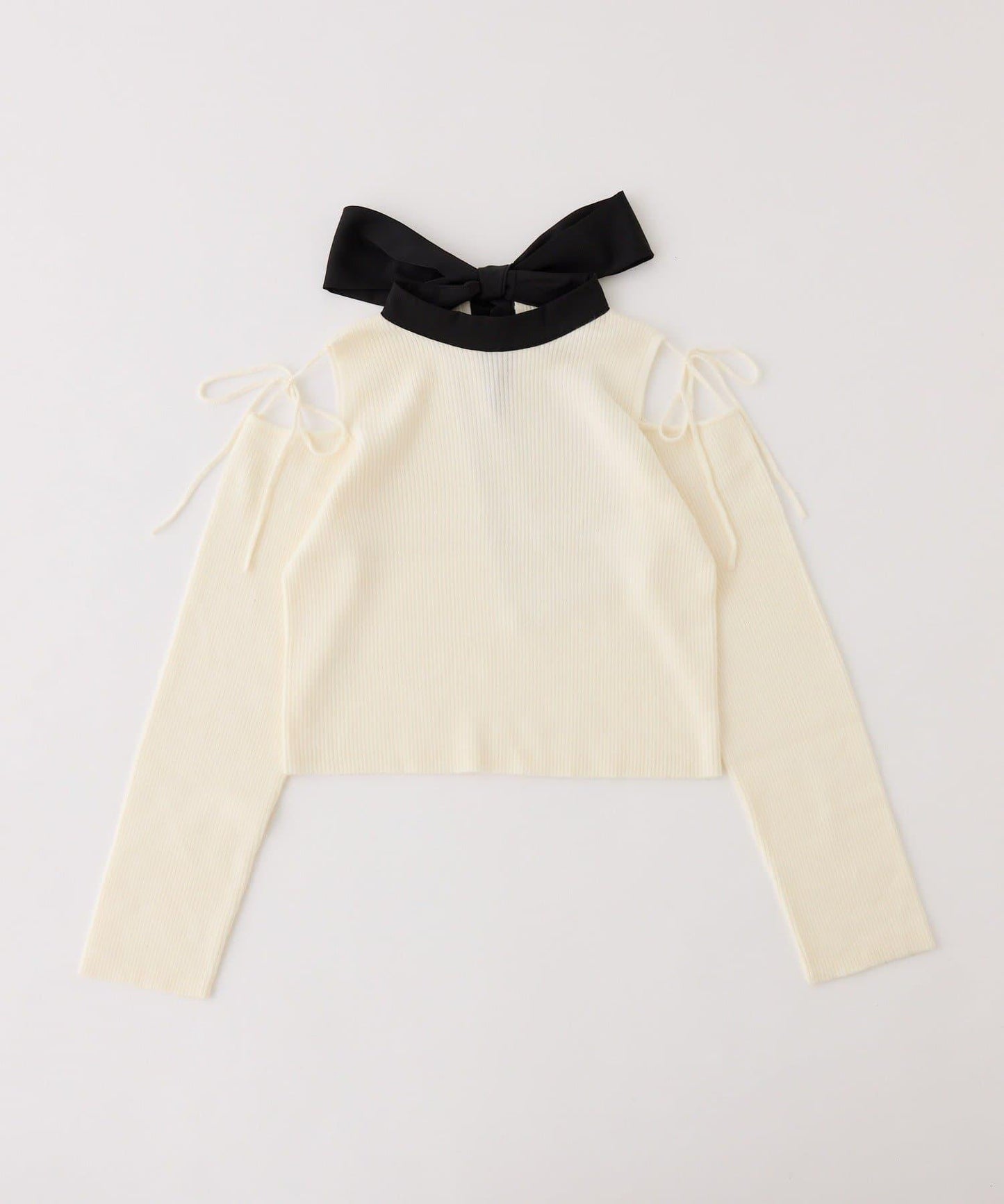 露肩拼色針織衫