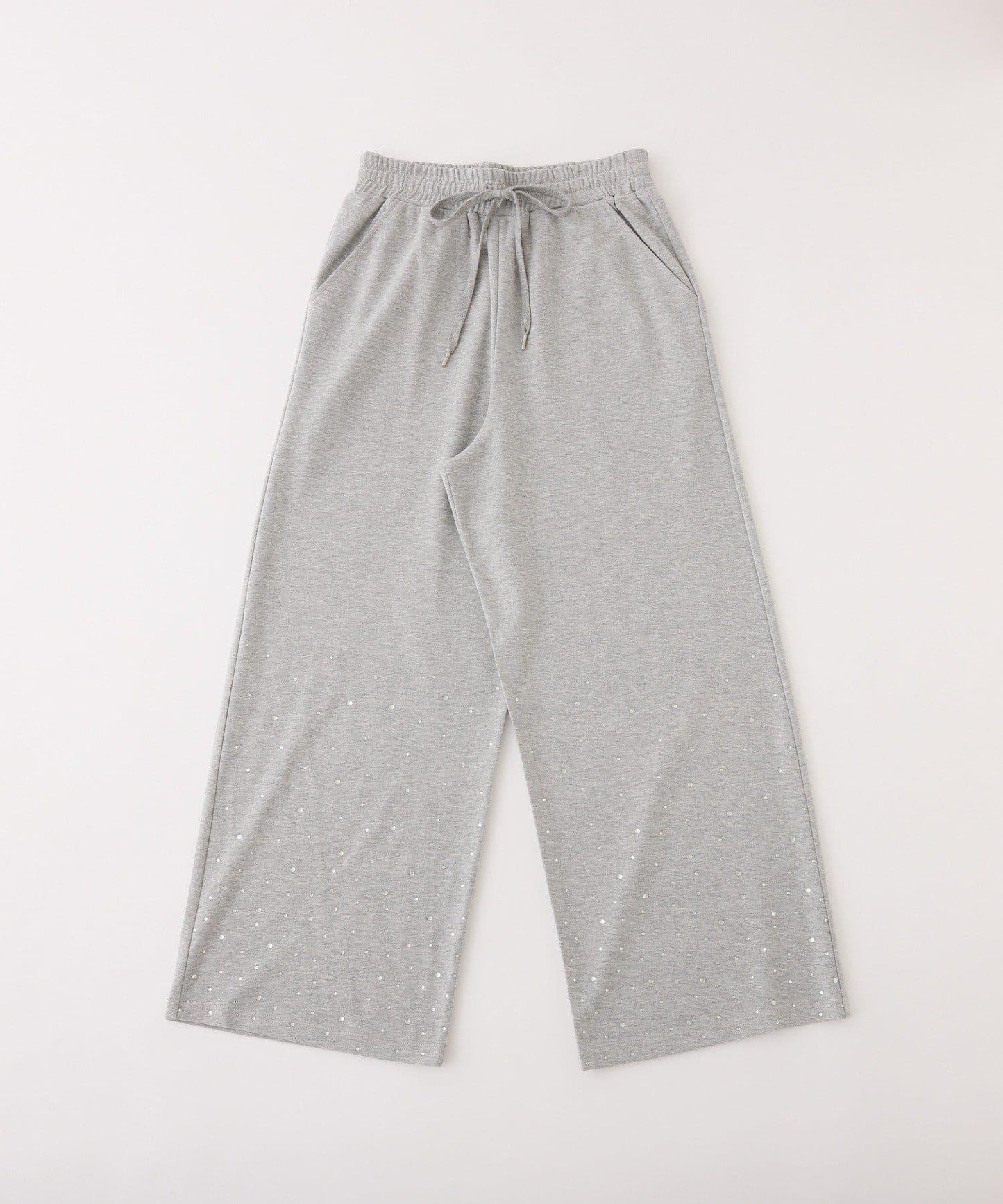 下襬珠飾剪裁褲