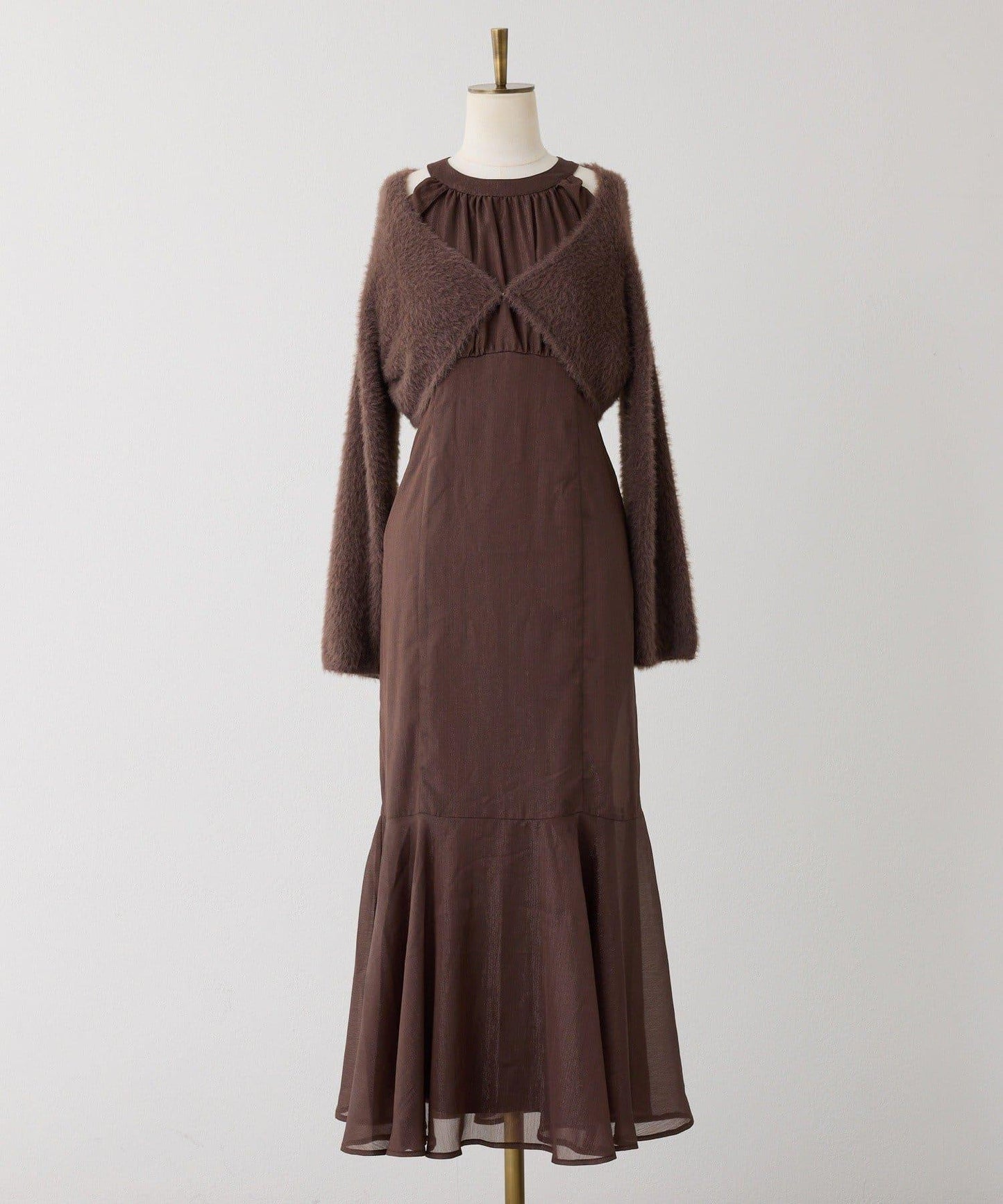 【開衫套裝】美式無袖長連衣裙