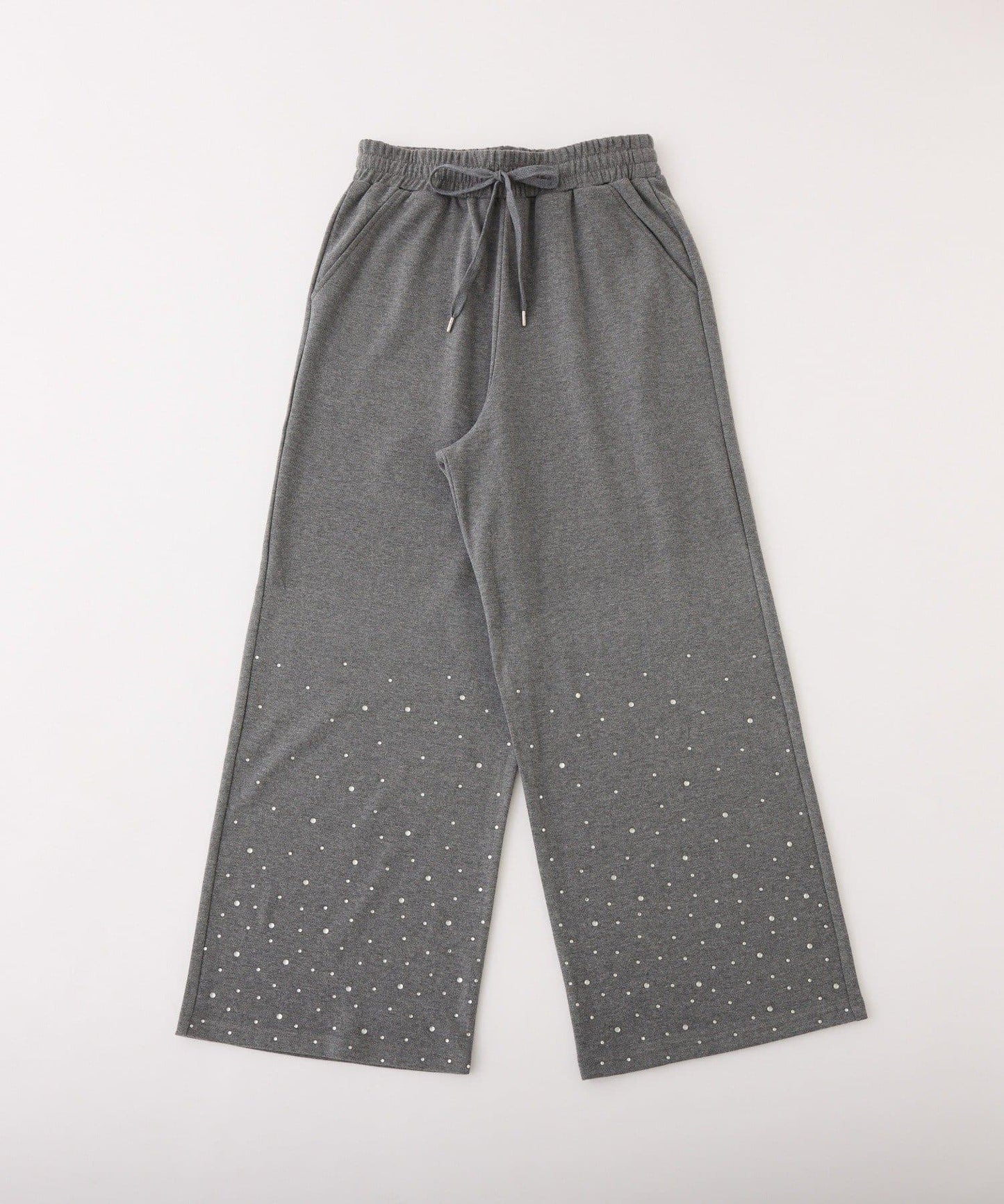 下襬珠飾剪裁褲