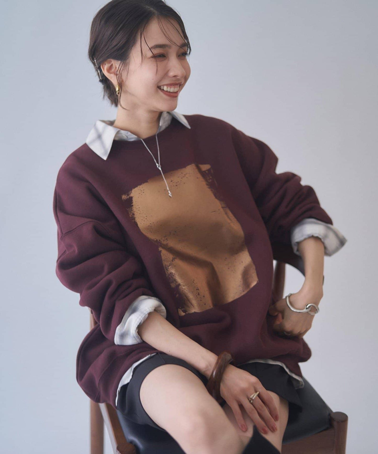 【NUNIFE / 長銷單品】金箔印花套頭衫