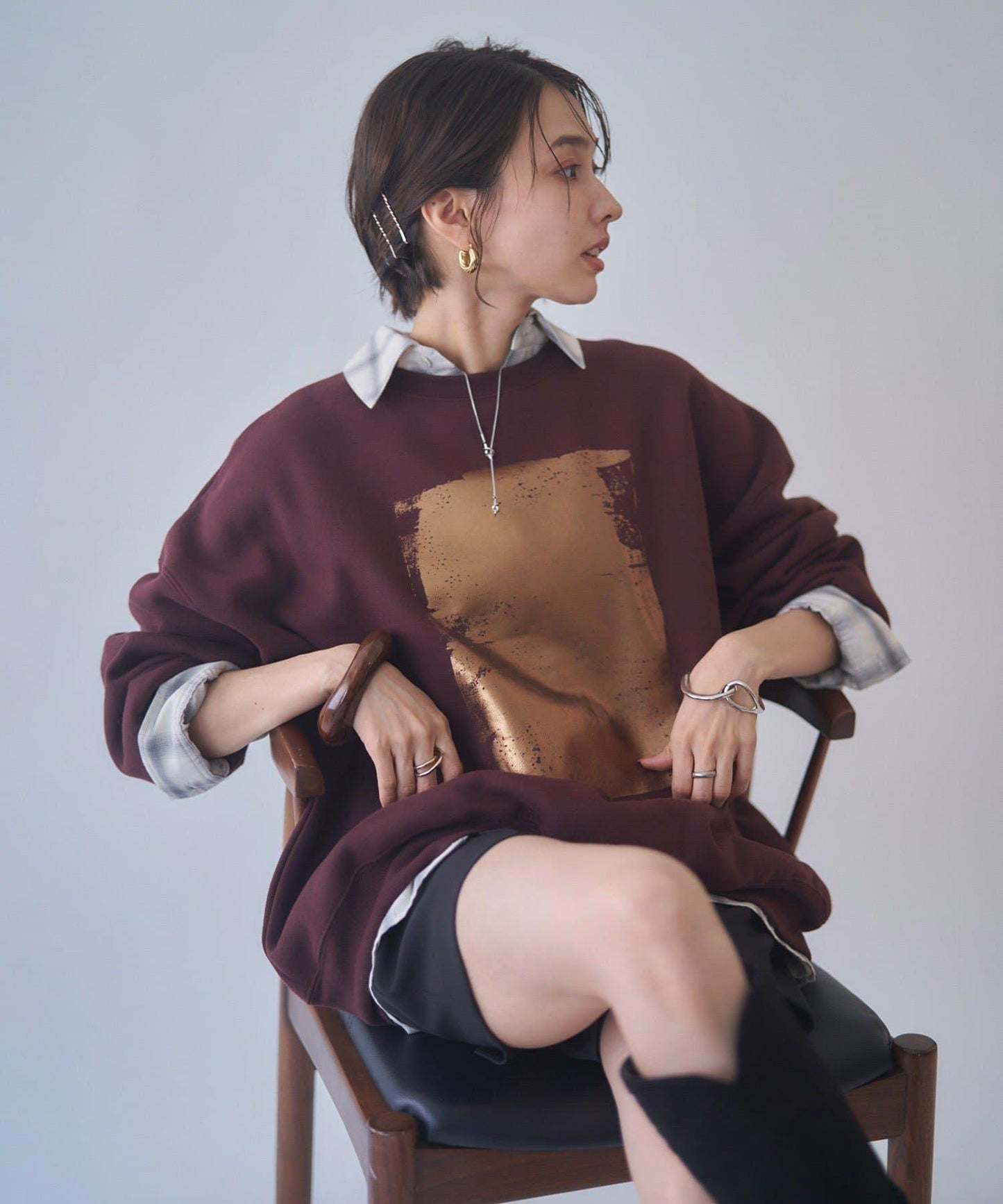 【NUNIFE / 長銷單品】金箔印花套頭衫