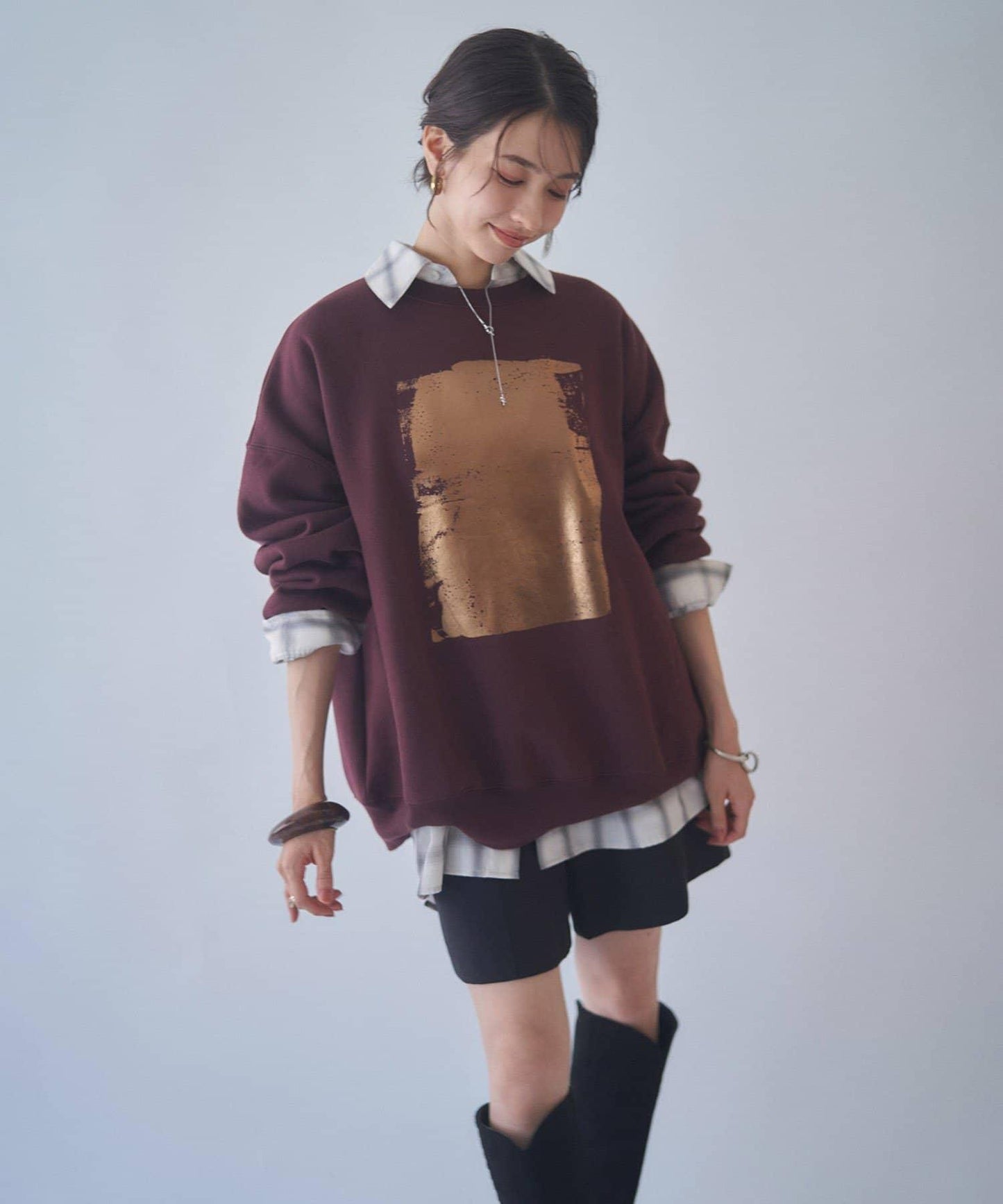 【NUNIFE / 長銷單品】金箔印花套頭衫