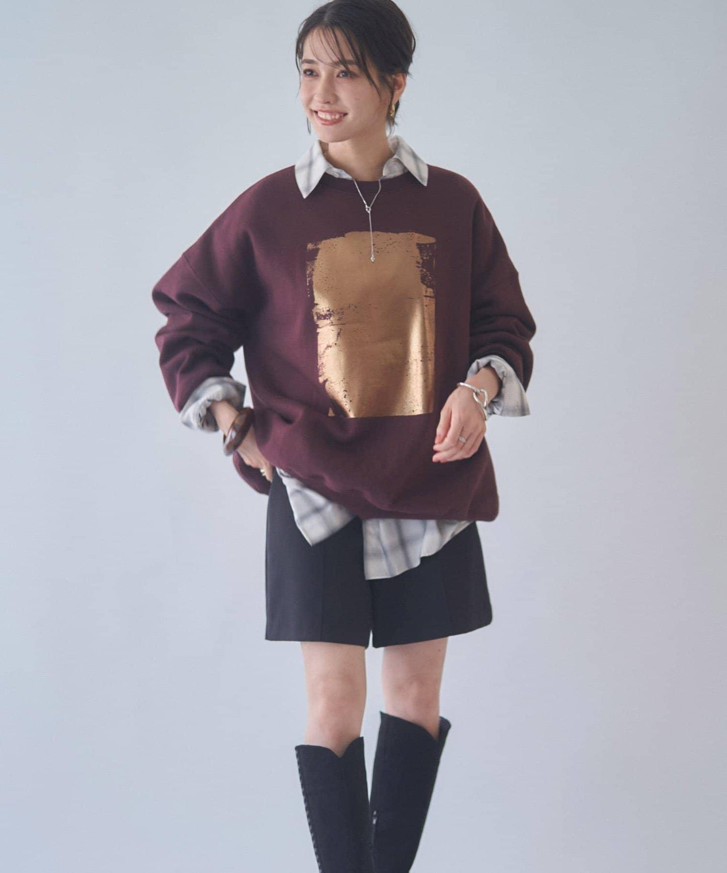 【NUNIFE / 長銷單品】金箔印花套頭衫