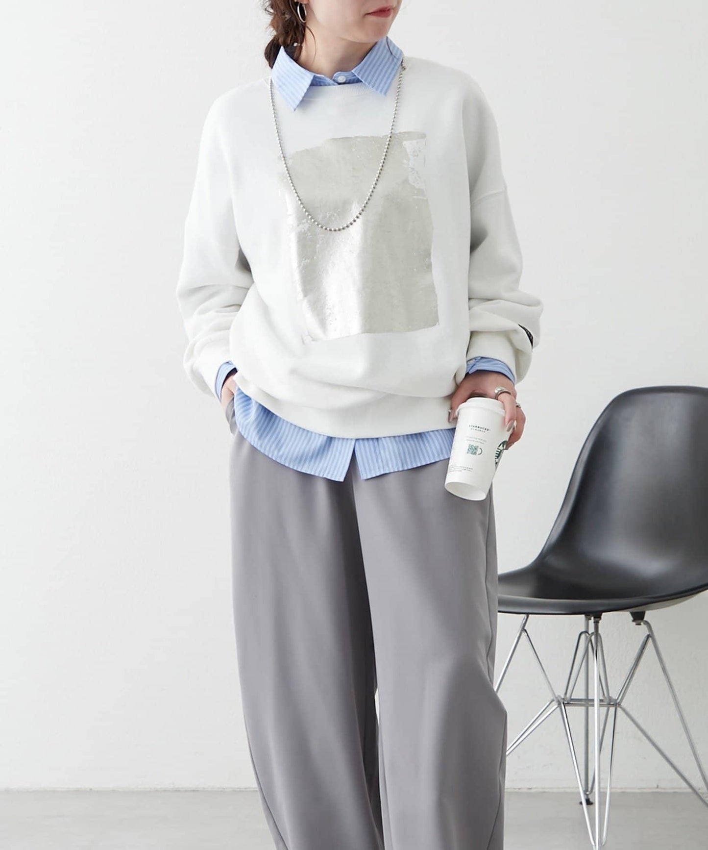 【NUNIFE / 長銷單品】金箔印花套頭衫