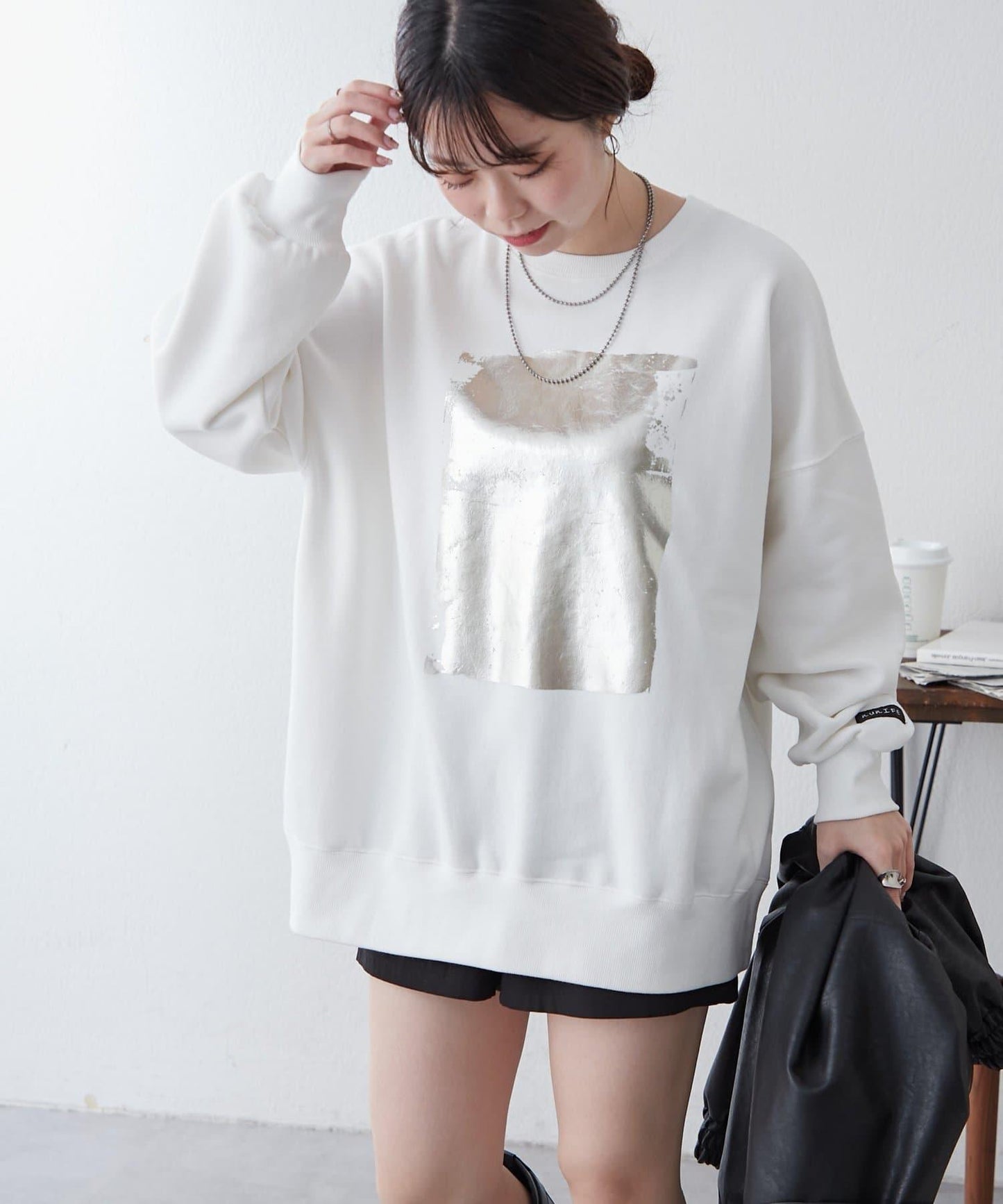 【NUNIFE / 長銷單品】金箔印花套頭衫